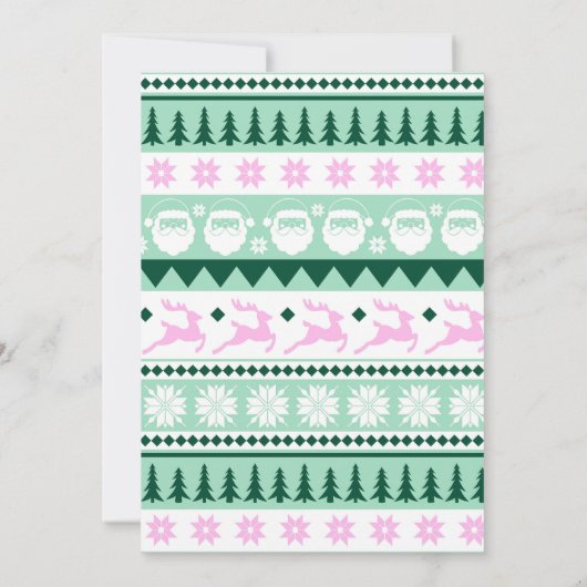 Ugly Sweater Santa Costume Party Grün und Rot Einladung (Rückseite)