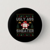 Ugly Sweater Santa Merry Christmas Funny Pajamas X Button (Vorderseite)