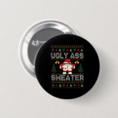 Ugly Sweater Santa Merry Christmas Funny Pajamas X Button (Vorne & Hinten)