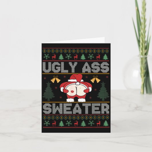 Ugly Sweater Santa Merry Christmas Funny Pajamas X Karte (Vorderseite)