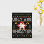 Ugly Sweater Santa Merry Christmas Funny Pajamas X Karte (Gelbe Blume)