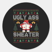 Ugly Sweater Santa Merry Christmas Funny Pajamas X Runder Aufkleber (Vorderseite)