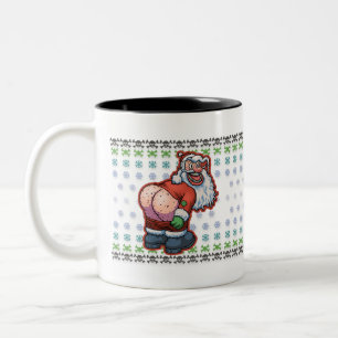 Ugly Sweater Santa Moon Zweifarbige Tasse