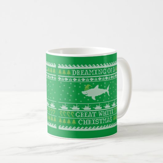 Ugly Sweater Shark - Great White Christmas Green Kaffeetasse (VorderseiteRechts)