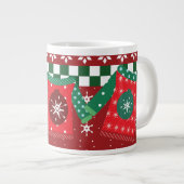 Ugly Sweater Snowflake Muster Red Green Jumbo-Tasse (Vorderseite Rechts)