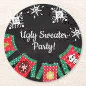 Ugly Sweater Snowflakes Runder Pappuntersetzer (Vorderseite)