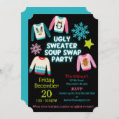 Ugly Sweater Soup Swap-Party Einladung (Vorne/Hinten)
