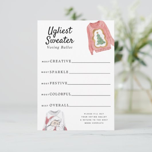 Ugly Sweater-Stimmzettel Einladung (Stehend Vorderseite)