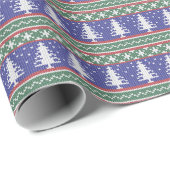 Ugly Sweater Strick Weihnachtsmuster | Blau Geschenkpapier (Rolleneckpunkt)