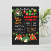 Ugly Sweater String Lichter Weihnachts-Einladung Einladung (Stehend Vorderseite)