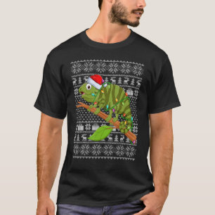 Ugly Sweater Style Xmas Lichter Santa Iguana Chris T-Shirt
