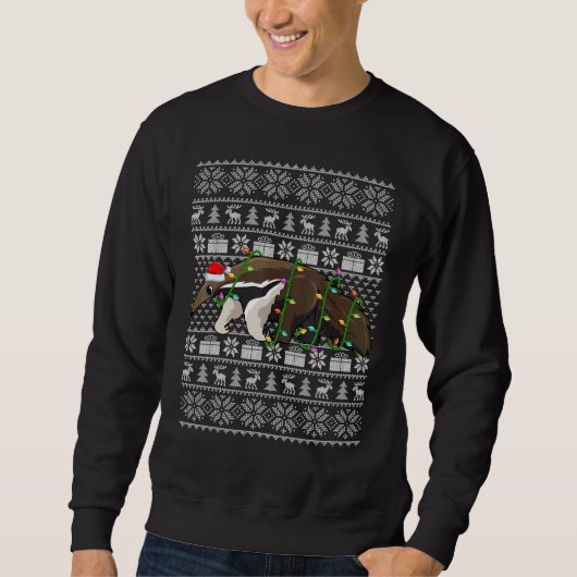 Ugly Sweater Style Xmas Lights Santa Anteater Chri Sweatshirt (Vorderseite)
