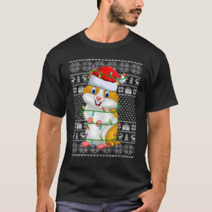 Ugly Sweater Style Xmas Lights Santa Hamster Chris T-Shirt