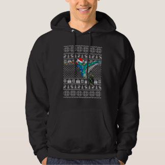 Ugly Sweater Style Xmas Lights Santa Hummingbird C Hoodie
