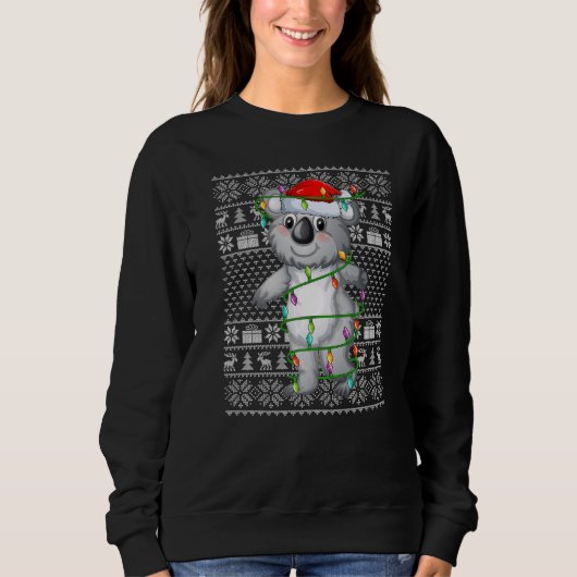 Ugly Sweater Style Xmas Lights Santa Koala Christm Sweatshirt (Vorderseite)