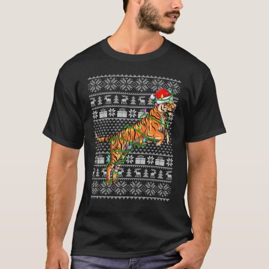 Ugly Sweater Style Xmas Lights Santa Liger Christm T-Shirt (Vorderseite)