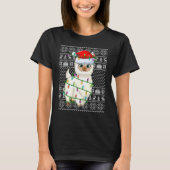 Ugly Sweater Style Xmas Lights Santa Llama Christm T-Shirt (Vorderseite)