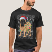 Ugly Sweater Style Xmas Lights Santa Mastiff Dog C T-Shirt (Vorderseite)