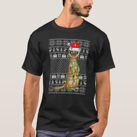 Ugly Sweater Style Xmas Lights Santa Otter Christm T-Shirt (Vorderseite)