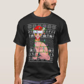 Ugly Sweater Style Xmas Lights Santa Sphynx Cat Ch T-Shirt (Vorderseite)