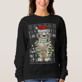 Ugly Sweater Style Xmas Lights Santa White Tiger C Sweatshirt (Vorderseite)