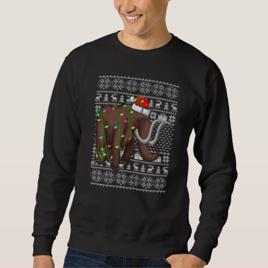 Ugly Sweater Style Xmas Lights Santa Woolly Christ Sweatshirt (Vorderseite)