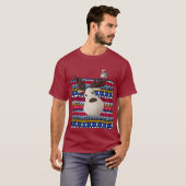 Ugly Sweater T - Shirt Rentier und Vogel lustiges  (Vorne ganz)