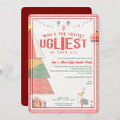 Ugly Sweater Ugliest Contest Weihnachtsfeiertag Einladung (Vorne/Hinten)