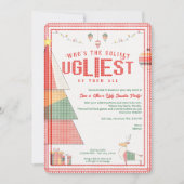 Ugly Sweater Ugliest Contest Weihnachtsfeiertag Einladung (Vorderseite)