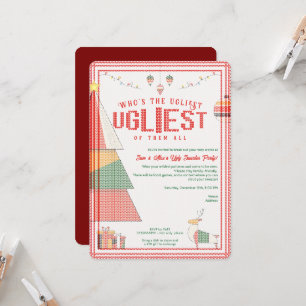 Ugly Sweater Ugliest Contest Weihnachtsfeiertag Einladung