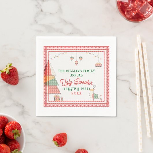 Ugly Sweater Ugliest Contest Weihnachtsfeiertag Serviette (Beispiel)