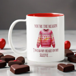 Ugly Sweater Valentines Zweifarbige Tasse
