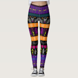 Ugly Sweater Weihnachten - Halloween Strip Print Leggings