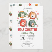 Ugly Sweater Weihnachts-Einladung, Familienessen Einladung (Vorne/Hinten)