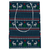 Ugly Sweater Weihnachts-Knittern Pattern Urlaub Mittlere Geschenktüte (Vorderseite)