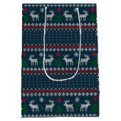Ugly Sweater Weihnachts-Knittern Pattern Urlaub Mittlere Geschenktüte (Rückseite)