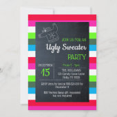Ugly Sweater Weihnachts-Party Bright Strip Einladung (Vorderseite)