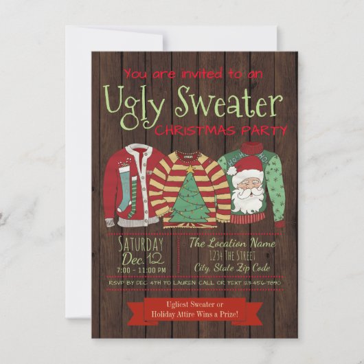 Ugly Sweater Weihnachts-Party Einladungen (Vorderseite)