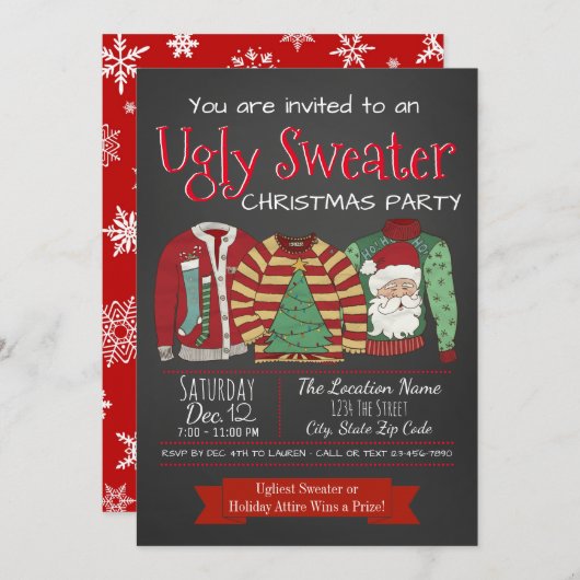 Ugly Sweater Weihnachts-Party Einladungen (Vorne/Hinten)
