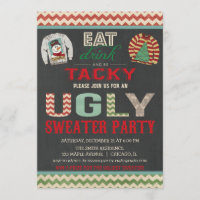 Ugly Sweater Weihnachts-Party essen Drink Tacky