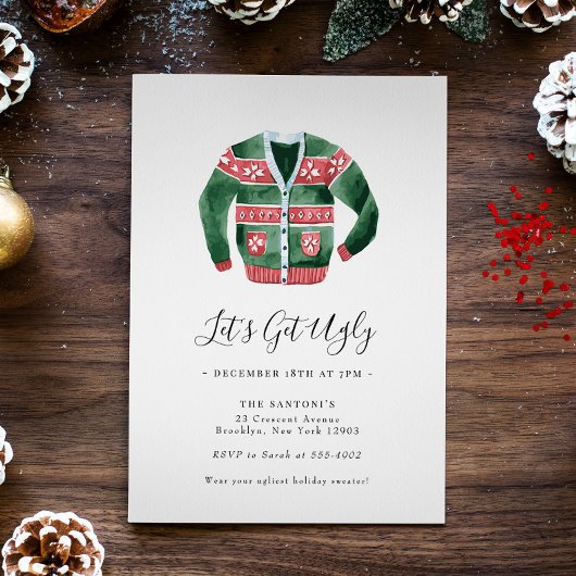 Ugly Sweater Weihnachts-Party Lass uns Ugly holen Einladung