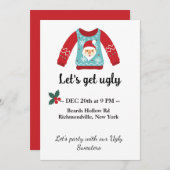 Ugly Sweater Weihnachts-Party Lass uns Ugly holen Einladung (Vorne/Hinten)