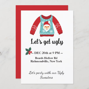 Ugly Sweater Weihnachts-Party Lass uns Ugly holen Einladung