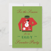 Ugly Sweater Weihnachts-Party mit Snowman Sweat Einladung (Vorderseite)