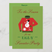Ugly Sweater Weihnachts-Party mit Snowman Sweat Einladung (Vorne/Hinten)