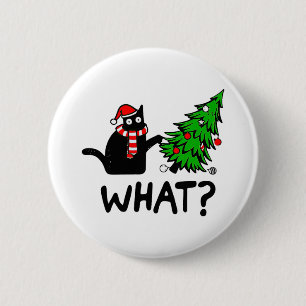 Ugly Sweater Weihnachtsbaum Naughty Black Cat Was Button