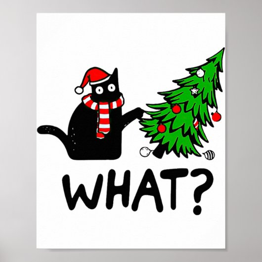 Ugly Sweater Weihnachtsbaum Naughty Black Cat Was Poster (Vorne)
