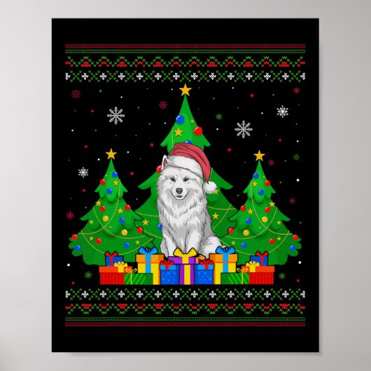 Ugly Sweater Weihnachtsbaum Weihnachtsmannmütze Sa Poster (Vorne)