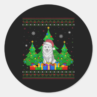 Ugly Sweater Weihnachtsbaum Weihnachtsmannmütze Sa Runder Aufkleber