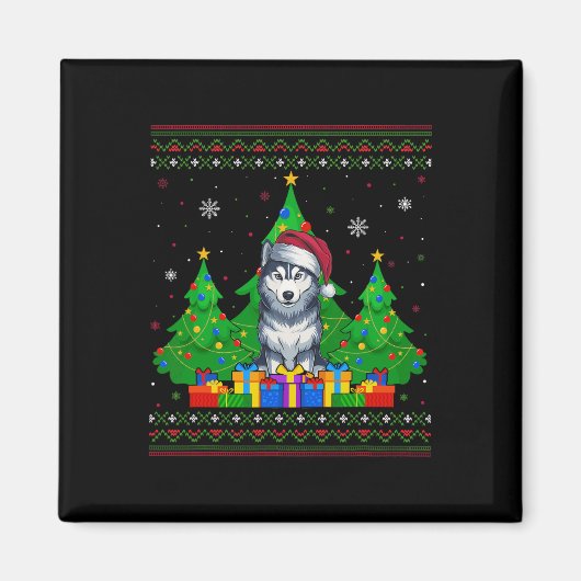 Ugly Sweater Weihnachtsbaum Weihnachtsmannmütze Si Magnet (Vorne)